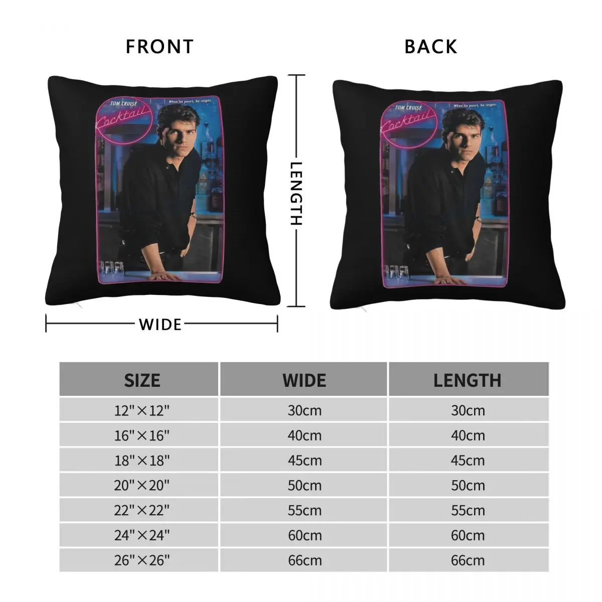 Tom Cruise Cocktail Square Pillowcase Polyester Linen Velvet Printed Zip Decor Throw Pillow Case Car Cushion Case