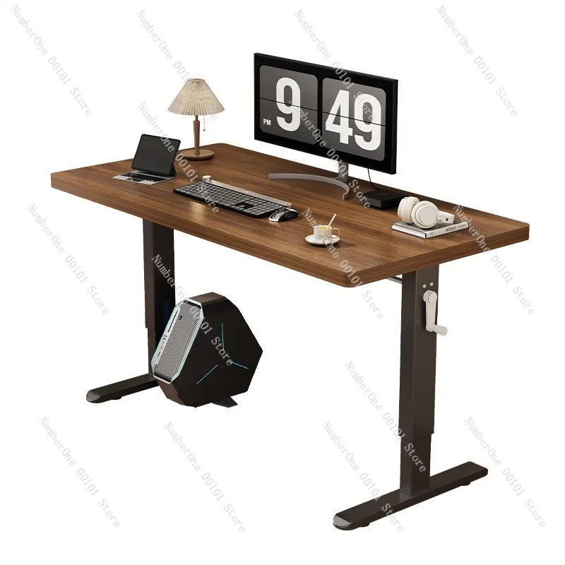 Modern Home Computer Desk Manual Height Adjustable Office Table Mobile Rolling Workstation Study Writing Desk for Living Room