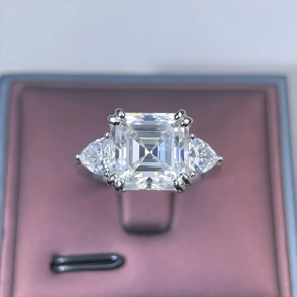 MuShan Jewelry 925 Sterling Silver Ring Wedding Band 5ct Moissanite Diamond Rings Jewelry D Color VVS1 Level GAR Cerfitiface