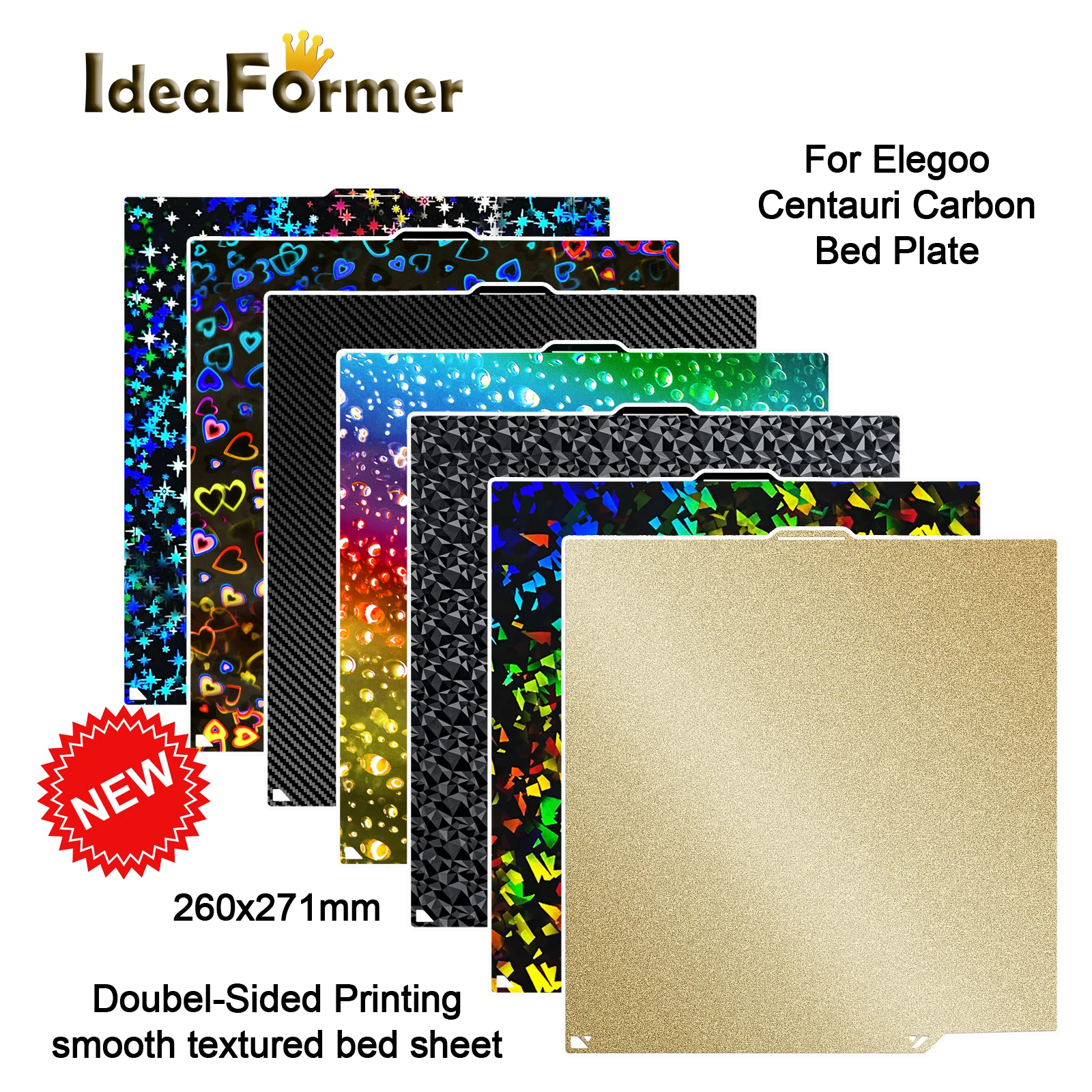 

Сборная пластина для ELEGOO Centauri Carbon 260x271 мм, двухсторонняя пластина PEI PEO PET, нагревательная кровать, пружинный стальной лист для деталей 3D-принтера