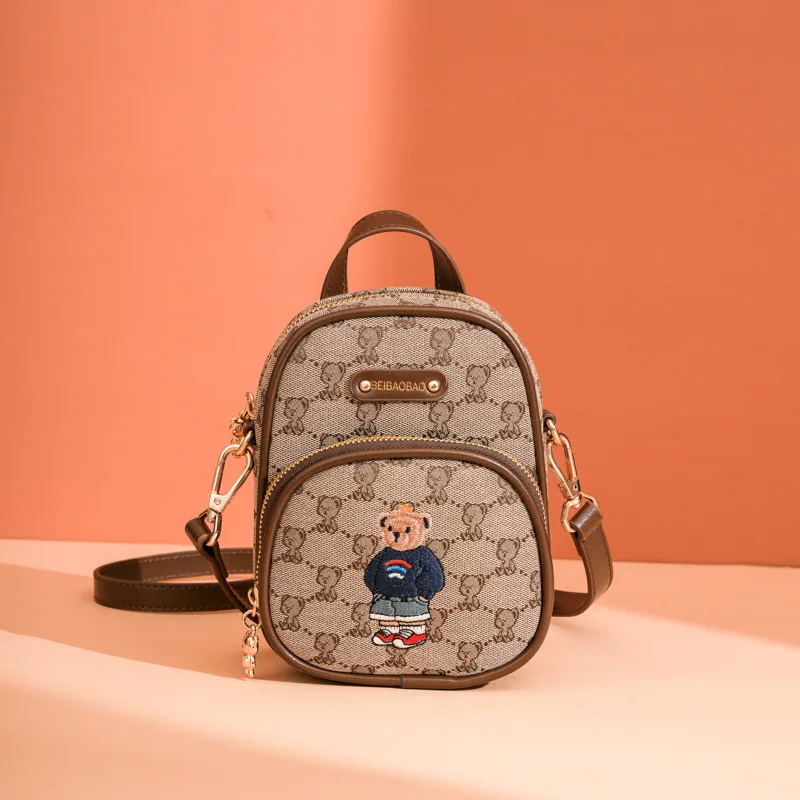 

Beibaobao 2025 New Fashionable Small Bag Cartoon Bear Casual Small Handheld Single Shoulder Diagonal Cross Women's Bag