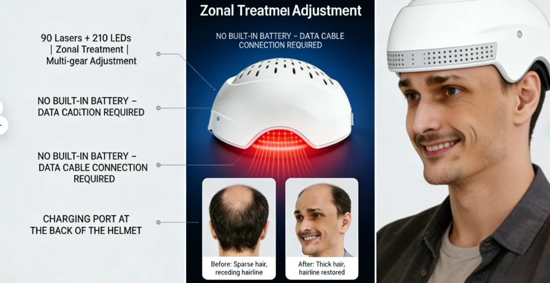 

Laser Hair Growth Helmet COZING-C300 High Power 6750mW 300 Diodes 650nm 660nm Scalp Massage for Hair Loss Treatment