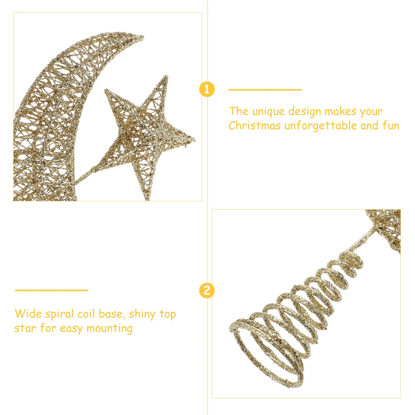 

Stars and Moon Decorations Christmas Tree Topper for Kids Holiday Bling Ornament LED