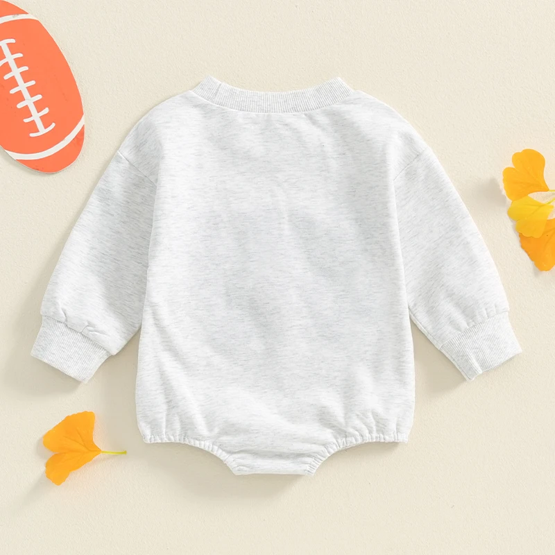 2024-06-06 Lioraitiin Baby Boy Girl Football Romper Letter Embroidery Long Sleeve Sweatshirt Jumpsuit for Fall Winter