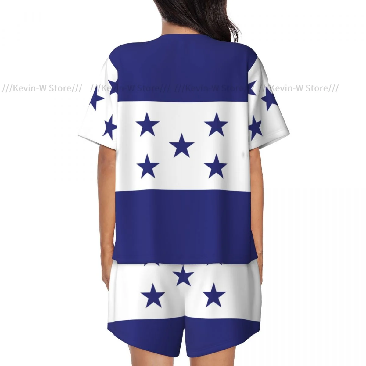 Conjunto de pijamas femininos bandeira do Honduras Homewear duas peças de manga curta curta