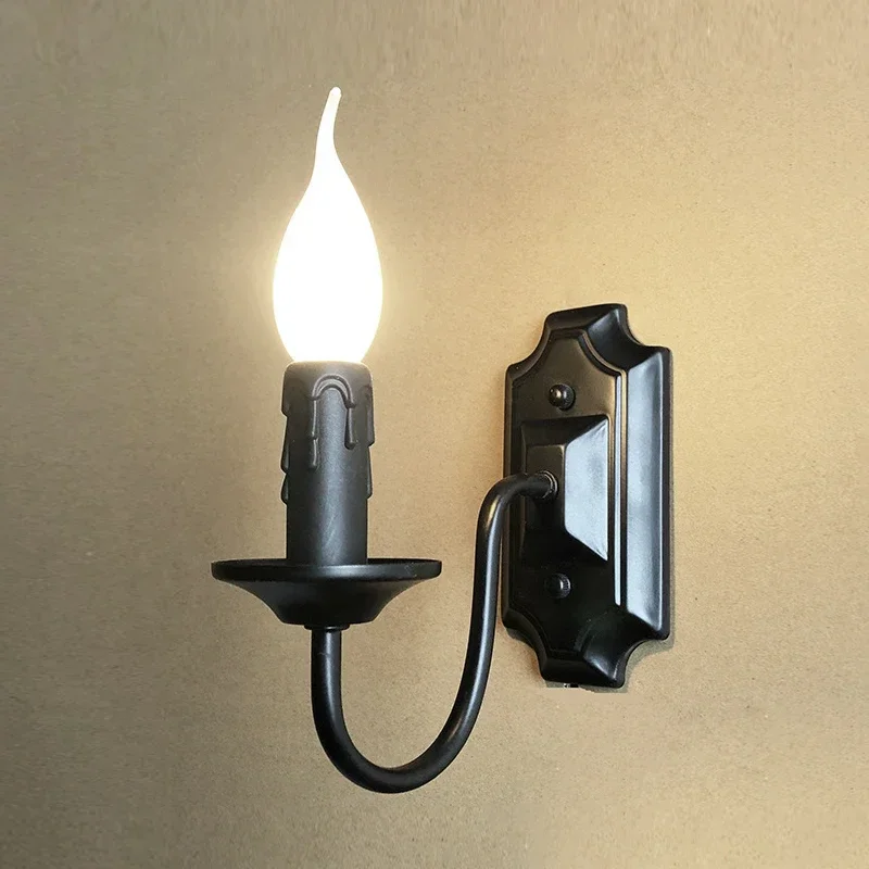 

European Style Wrought Iron Candle Wall Lamp, Aisle Lamp, TV Background Wall, Balcony, American Style Minimalist Wall Lamp