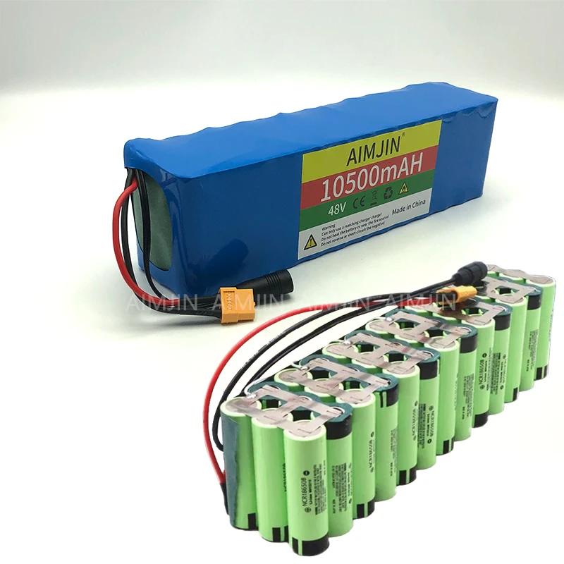 New 48V 10.5Ah 18650 13S3P Li-Ion battery pack with built-in BMS, for 1000W Spare high quality battery+charger XT60-XT30 Plug