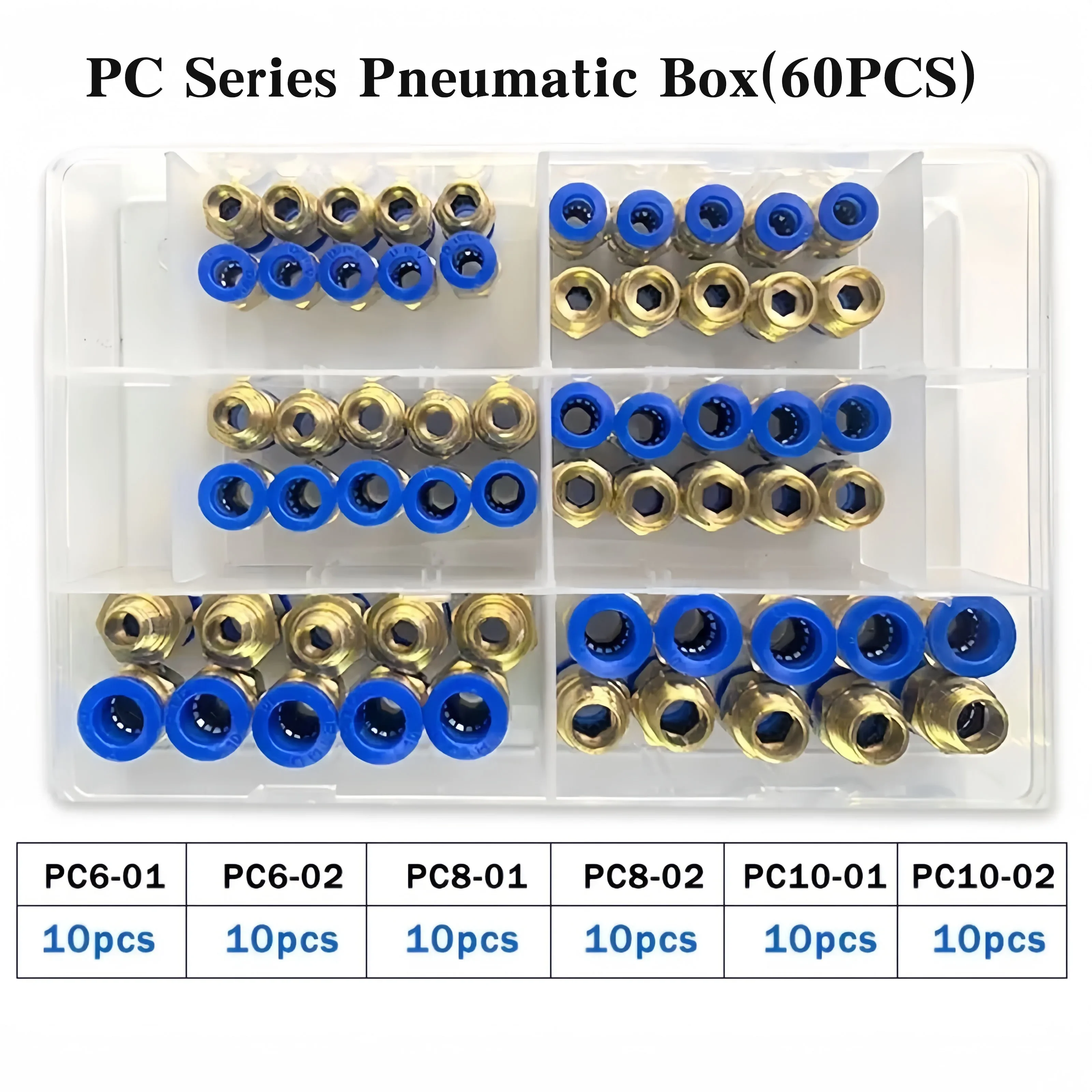 

PC Series Pneumatic Box Air Connector Fitting PC 4/6/8/10/12mm Thread 1/4" 1/8" 3/8 1/2 M5 Hose Fittings Pipe Quick Connector