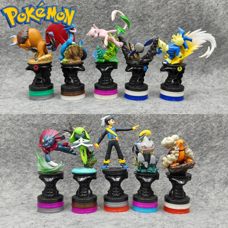 10pcs Pokemon Mew Torkoal Kirlia Tauros Chess Game Anime Figure Ornament PVC Doll Decoration Children's Toy Birthday Gifts