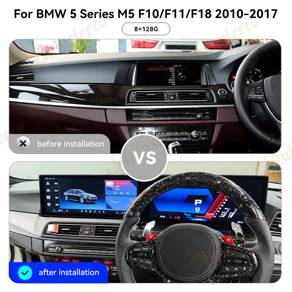 RHD Two Screen Car Odometer Carplay Android For BMW 5 Series F10 F11 F18 Car Multimedia Player Car Digital Cluster Speedometer