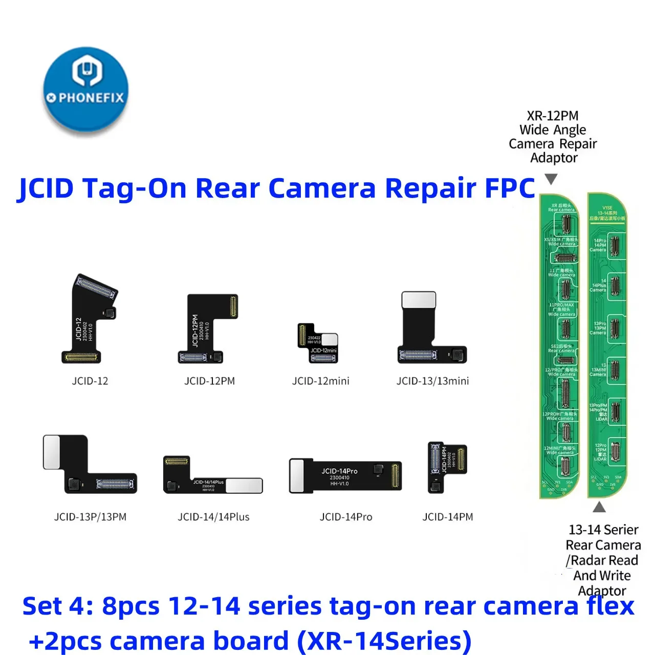 JCID V1SE Reparação Câmera Traseira, Não-Remoção Tag-on, FPC Flex Cabo Board para iPhone XR 11 12 13 14 Pro MAX, Remover Aviso Error Tool