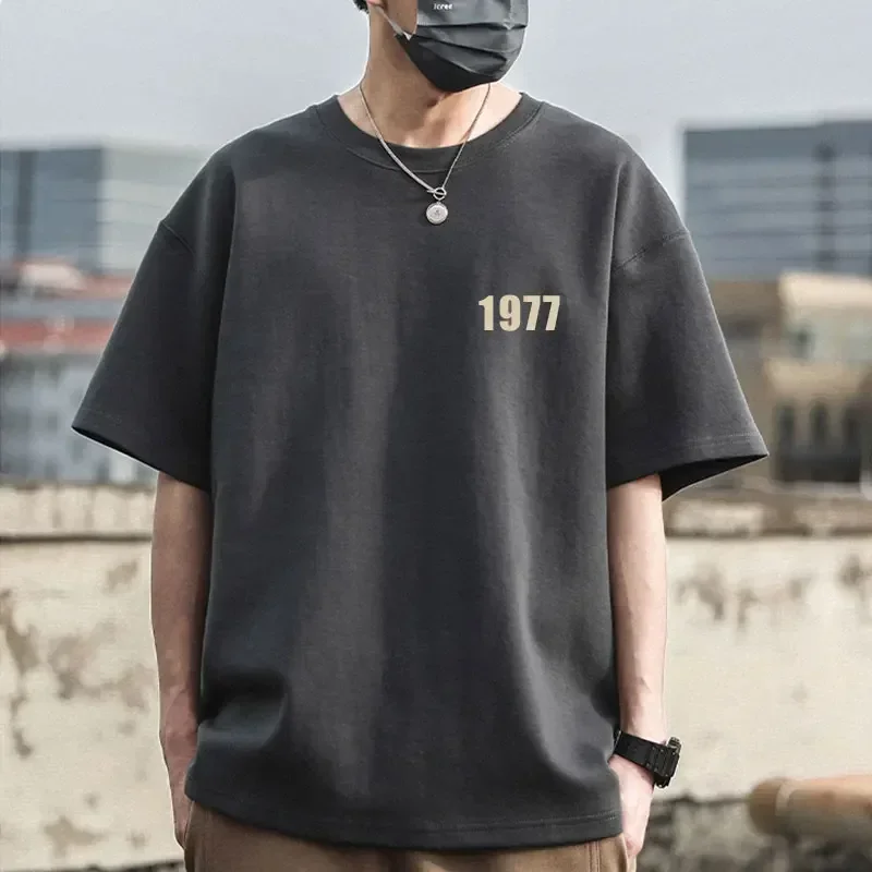 1977 Men Tshirts 100%Cotton Retro Streetwear Short Sleeve Tees 260g High Quality T-shirt NO. Printed Women Tshirts Free Shipping