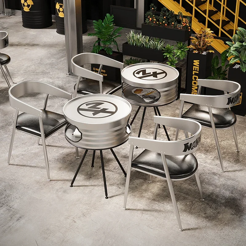 Industrial style milk tea shop table and chair combination cafe billiards room sitting area negotiation area Internet celebrity
