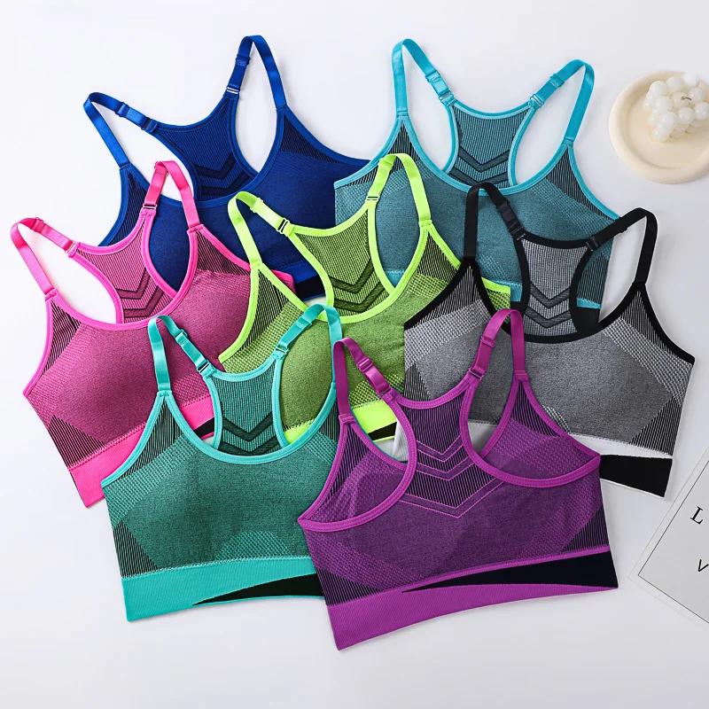 Women Breathable Sports Bra Absorb Sweat Shockproof Padded Gym Running Fitness Double Layer Seamless Yoga Sports Bra Underwear