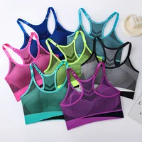 Sujetador deportivo transpirable para mujer, ropa interior acolchada a prueba de golpes para gimnasio, correr, Fitness, doble capa, sin costuras, para Yoga