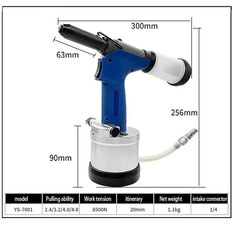 

【specialized】YS-7001 Industrial Air Riveter Automatic Self-Suction Riveter Tool for 2.4-4.8mm Blind Rivets Made in China