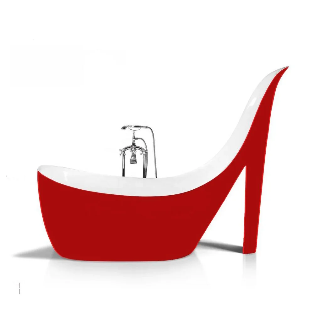 

Hot sale modern design cheap acrylic freestanding soaking bath tub red high heeled shoes free standing bathtub for bathroom