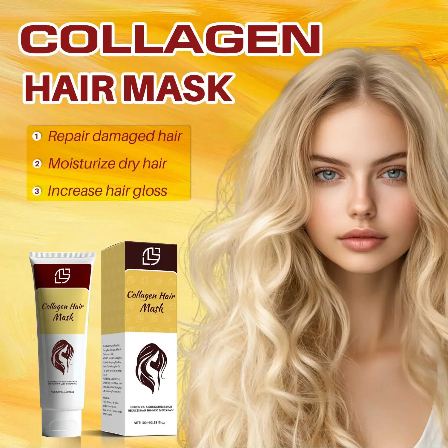 Collagen Hair Mask 5 Seconds Fast Repair Damaged Frizzy Hair Soft Smooth Shiny Straightening Deep Moisturizing Hair Care