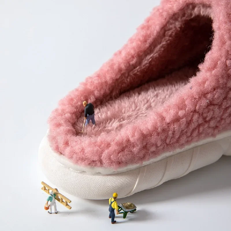 Cotton slippers female winter home warm simple indoor household mute soft bottom month plush slippers male winter