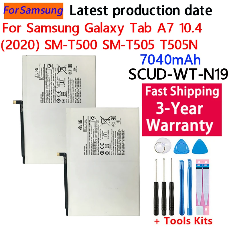 New SCUD-WT-N19 7040mAh Replacement Battery For Samsung Galaxy Tab A7 T505C T500 Tablet Batteries Bateria Batterij+Tools