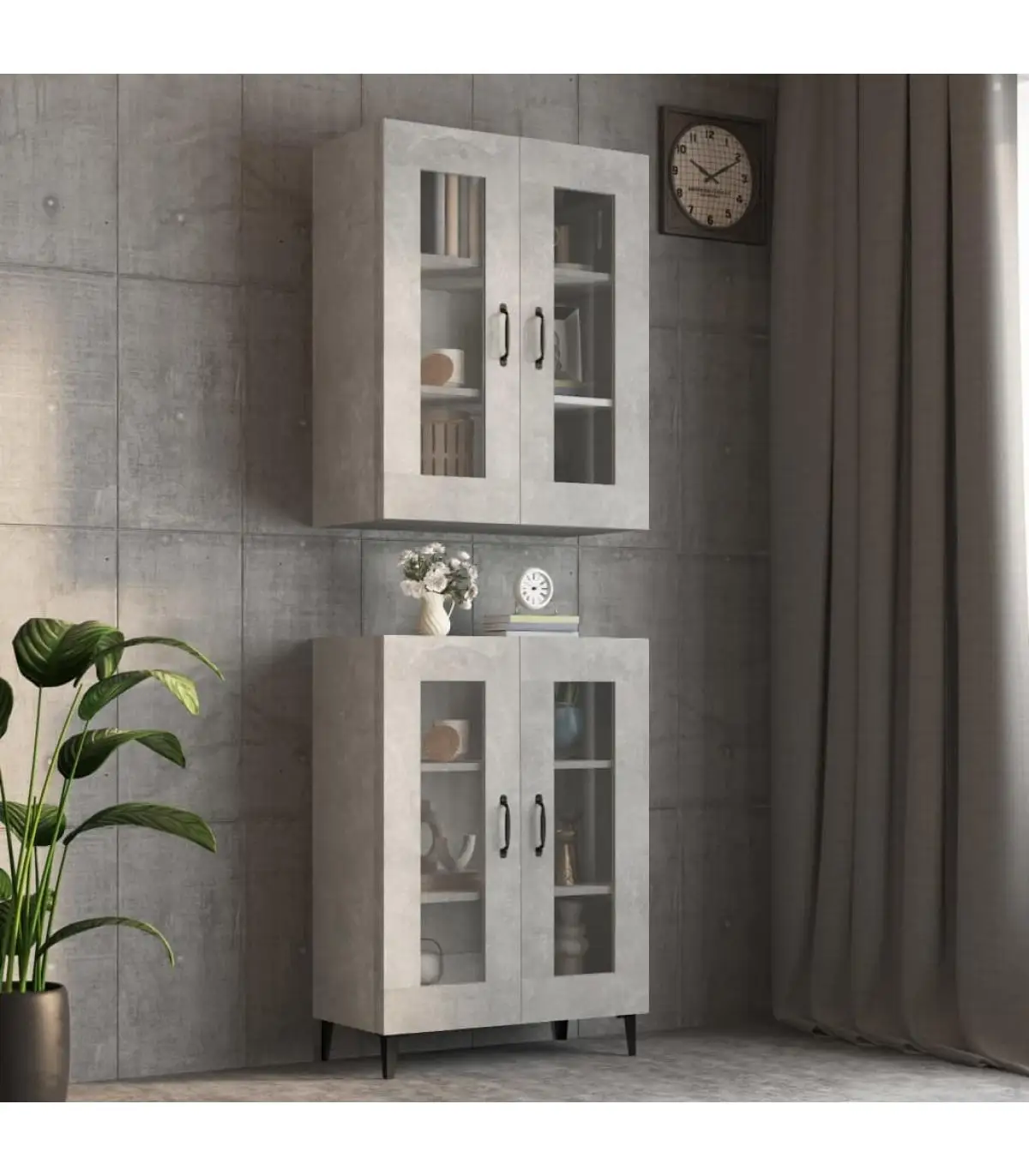 Wall hanging wardrobe concrete gray 69,5x34x90 cm