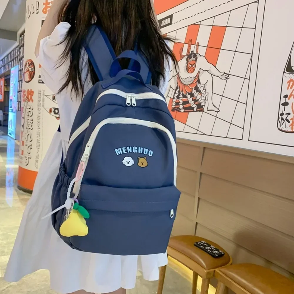 Women's Japanese Harajuku Backpack - Kawaii Bear Embroidery High-Capacity Bag for College Travel & Laptop Essentials