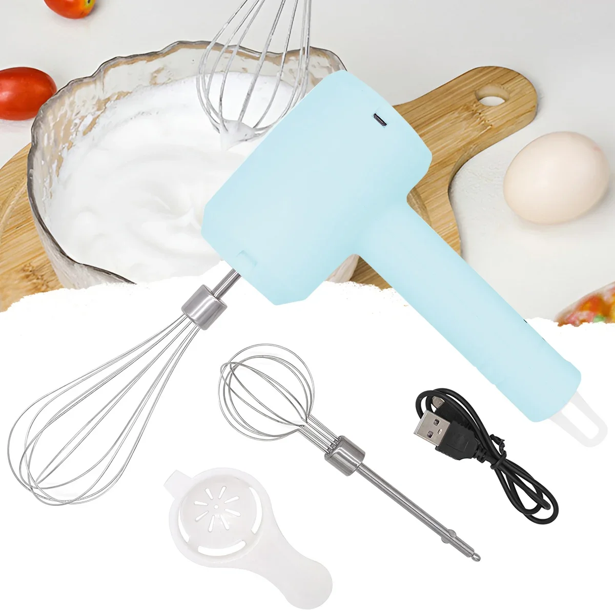 Batidoras eléctricas inalámbricas de mano, mezclador eléctrico de 3 velocidades, batidor de crema automático portátil para huevos, herramientas mezcladoras para uso en hornear