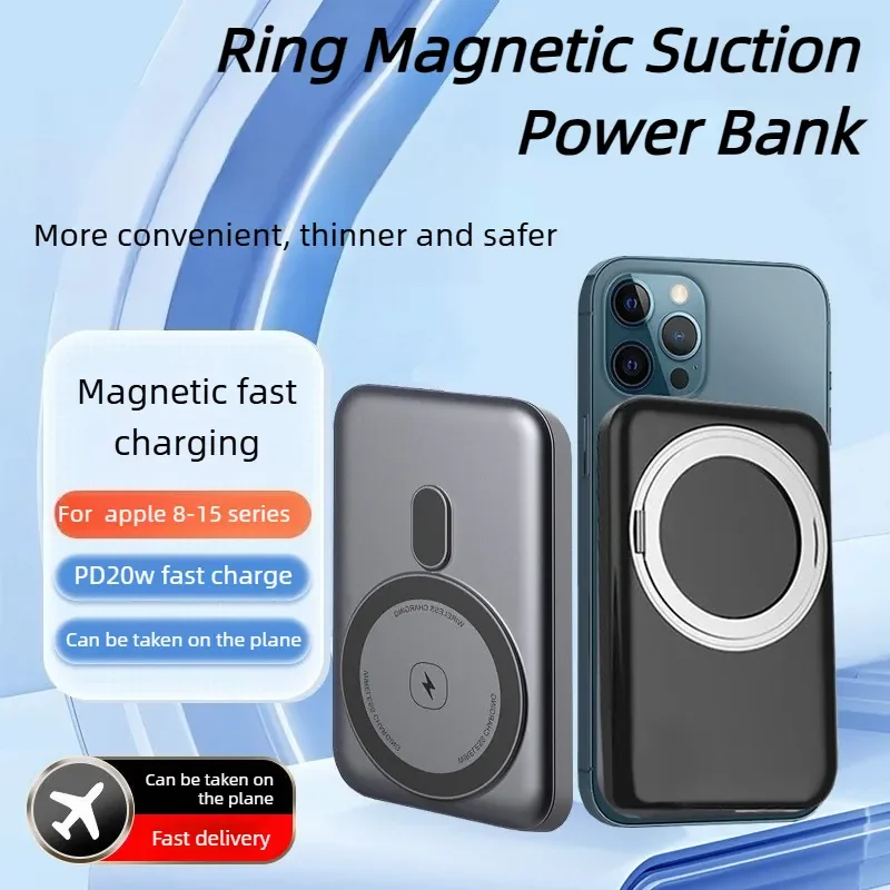 

10000mAh Magnetic 15W Wireless Power Bank Ultra-thin Portable External Battery Charger Powerbank for IPhone 12 13 14 15