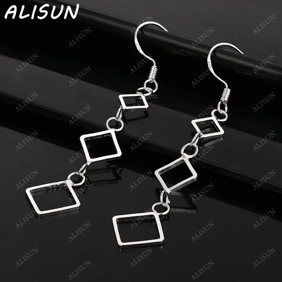 

ALISUN 925 Sterling Silver Square Earrings Drop Earrings For Women Anniversary Gift Popular Wild Fashion Romantic Jewelry