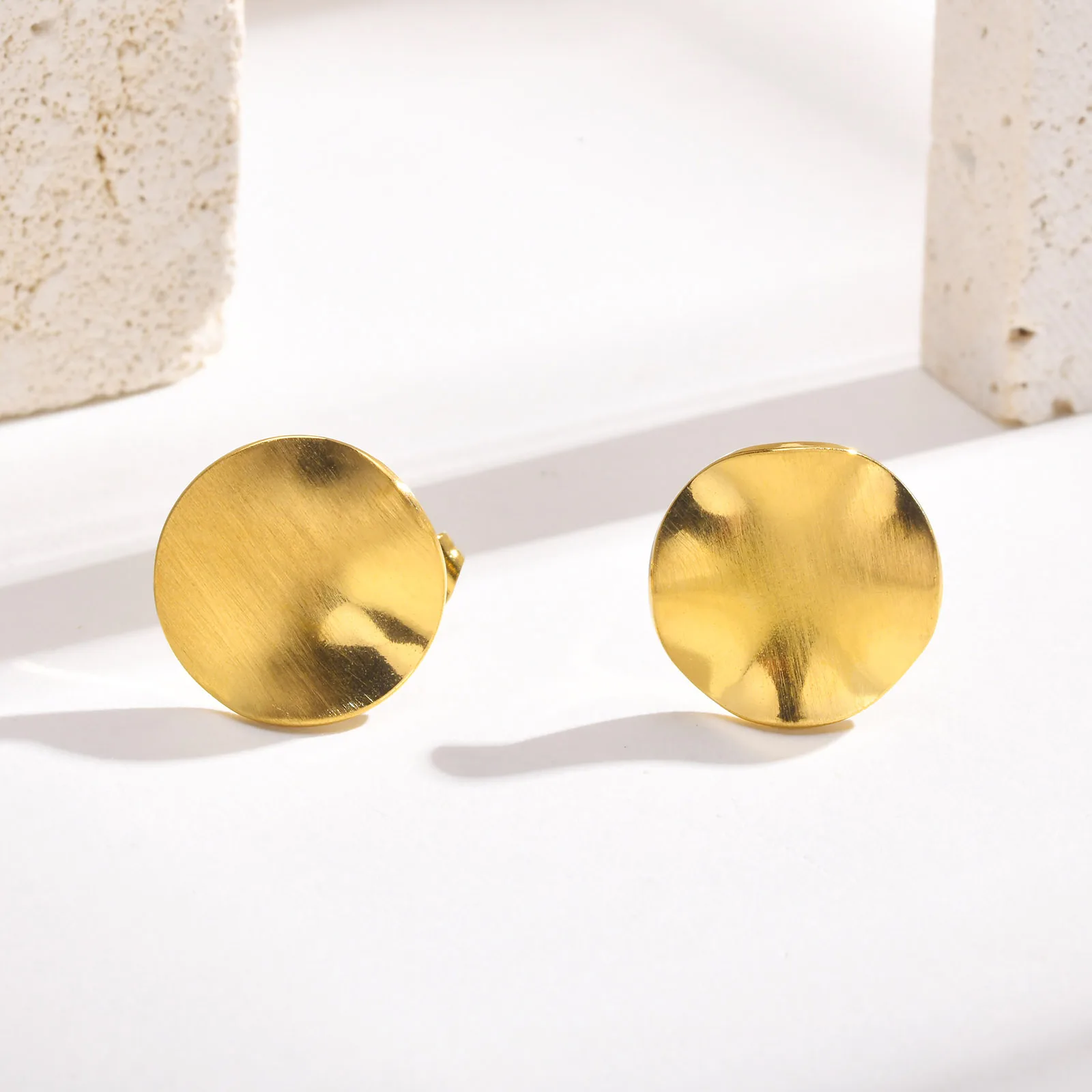 Matte Circle Disc Stud Earring Women, Simple Trendy Stainelss Steel Post Earring Geometric Jewelry