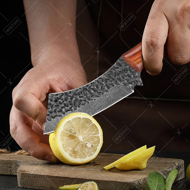 WXCOO Stainless Steel Kitchen Knife Multifunctional Butcher Knife Wooden Handle Sharp Edge Hand Forged Butcher Knife