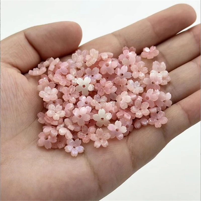 20Pcs/Lot New Torus Acetic Acid Sakura Flower Beads Petals Charm Connectors Diy Earrings Hair Jewelry Making Resin Acessories