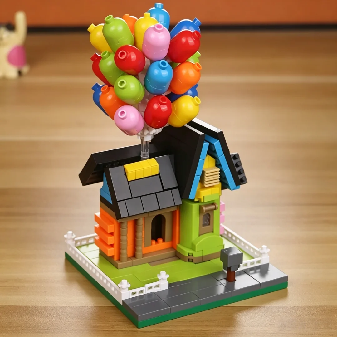 Rainbow Balloon House Assembly Blocks, Colorful Floating House 3D Architectural Model, DIY Toy Set Gifts for Boys and Girls - view 6