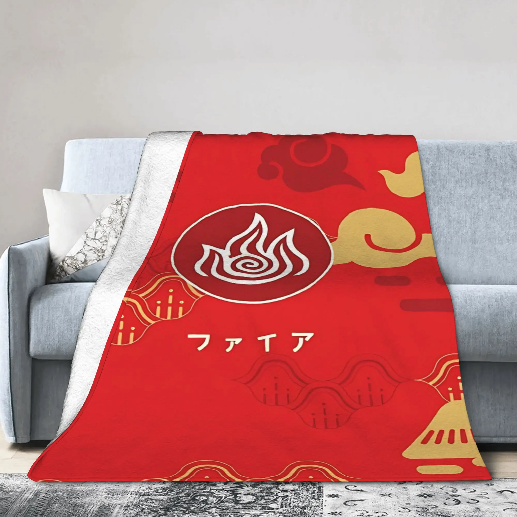 Fire Nation Zuko Blanket Fleece Avatars Anime Airbenders Soft Throw Blankets for Airplane Travel Bed Rug