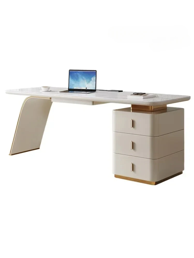 

French light luxury simple home study writing desk computer table high-grade sensory rock slab desk