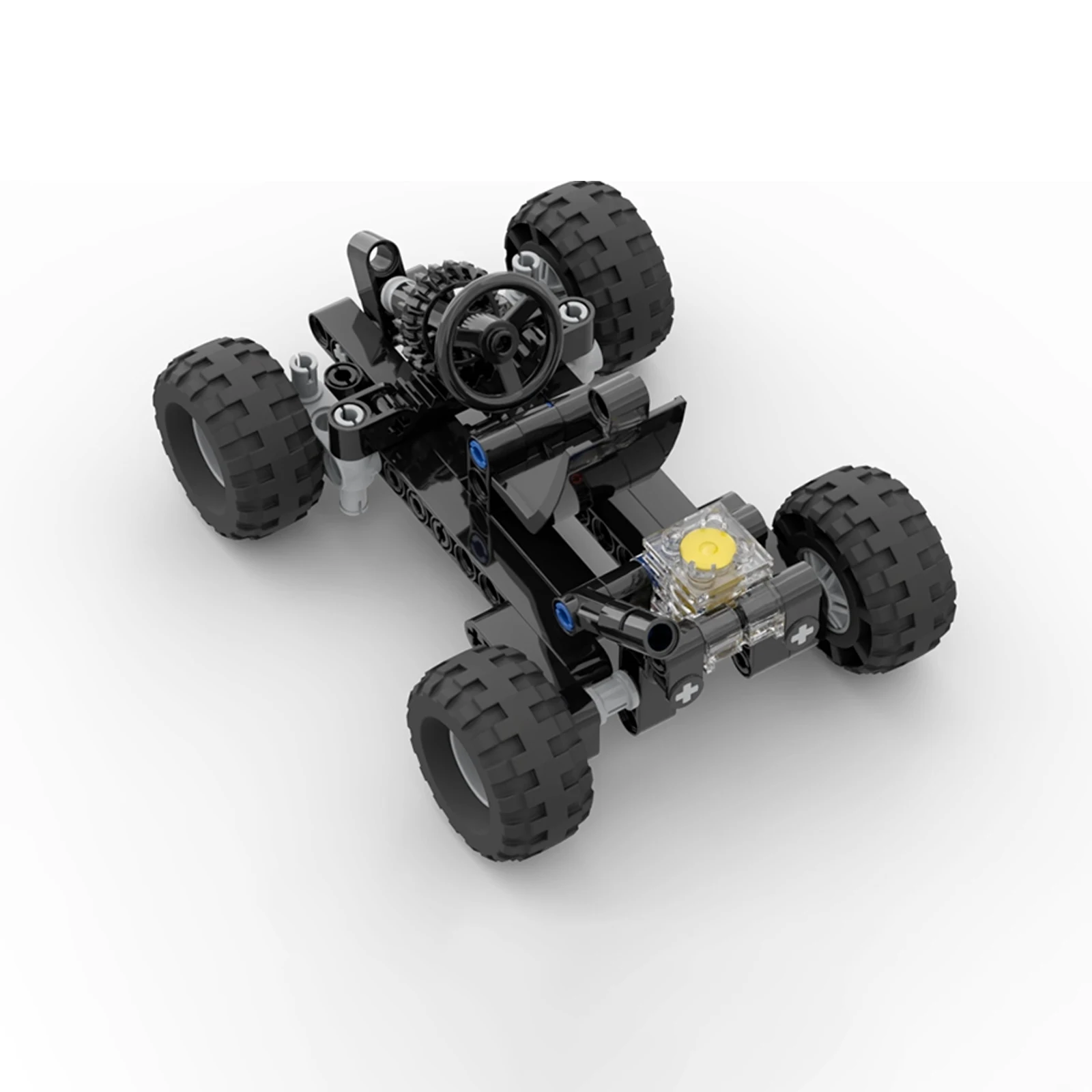Moc modelo de blocos de construção de kart de direção horizontal com haste de ligação de pneu de motor brinquedo educacional presente criativo para meninos