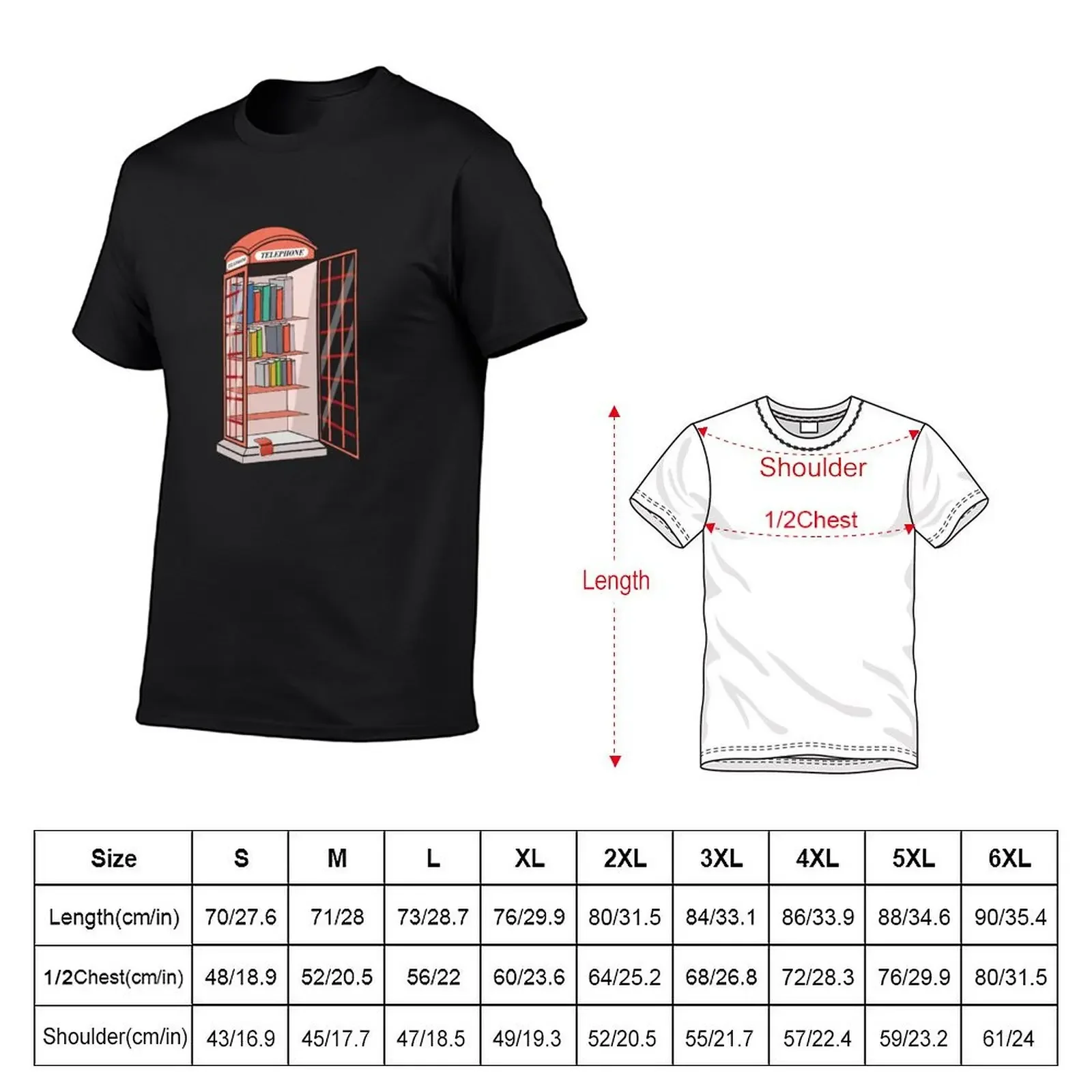 Bookworm Antique Book Library - British Red Telephone Box Library T-Shirt shirts graphic korean fashion plus sizes men t shirt