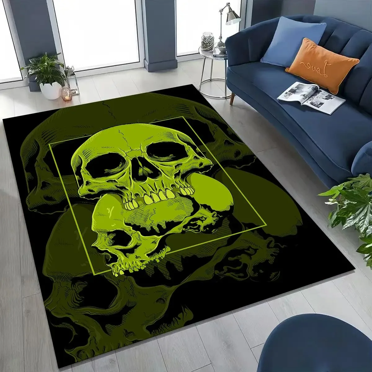 

3D-ковер с готическим черепом для дома, гостиной, спальни, игровой комнаты, придверный коврик, декор, коврик для детской игровой зоны, нескользящий напольный коврик