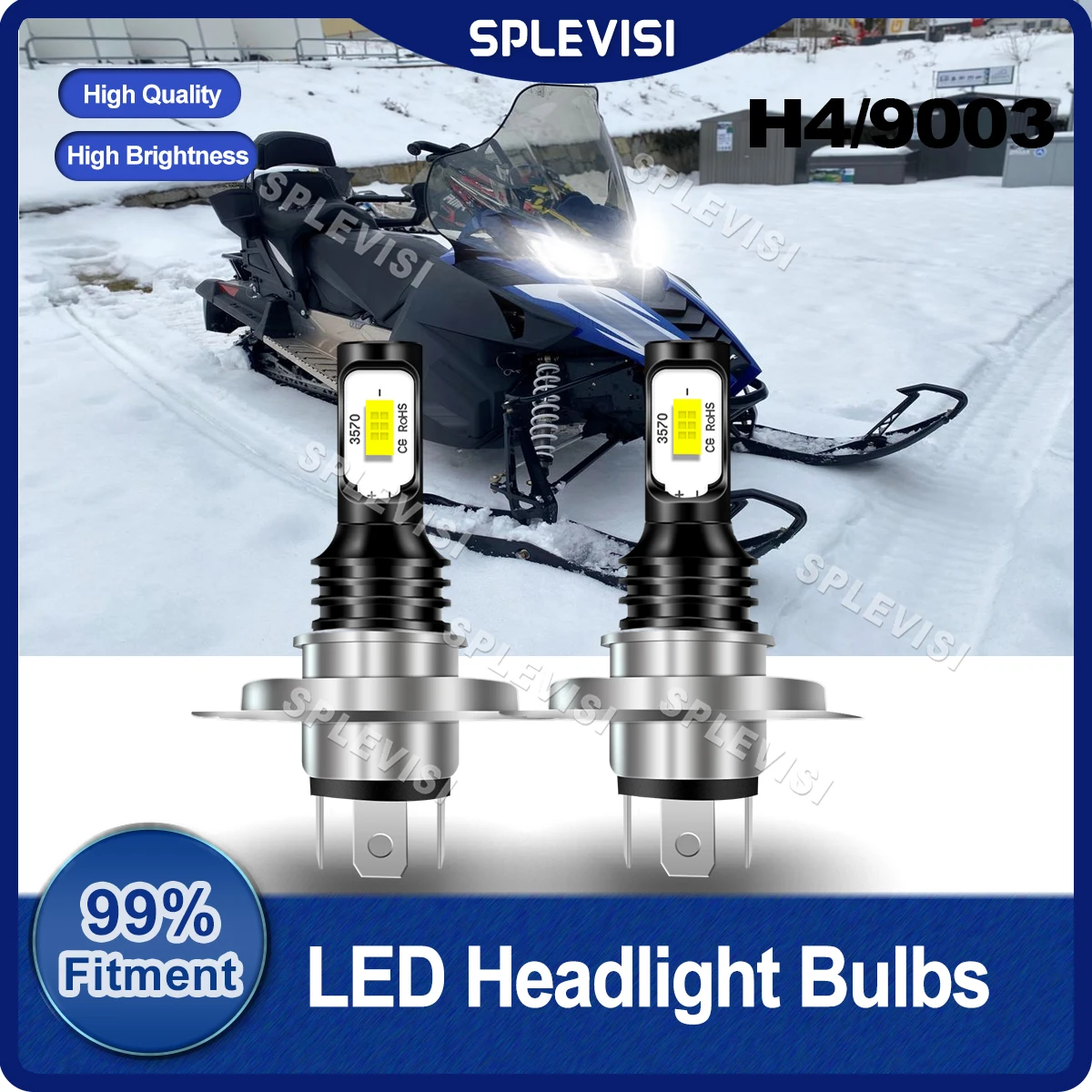 Upgrade Snowmobile Bulbs H4/9003 LED Headlight 12v-24v Fit For Arctic Cat Bearcat 3000 Cheetah 340 Cougar El Tigre CSP Chips