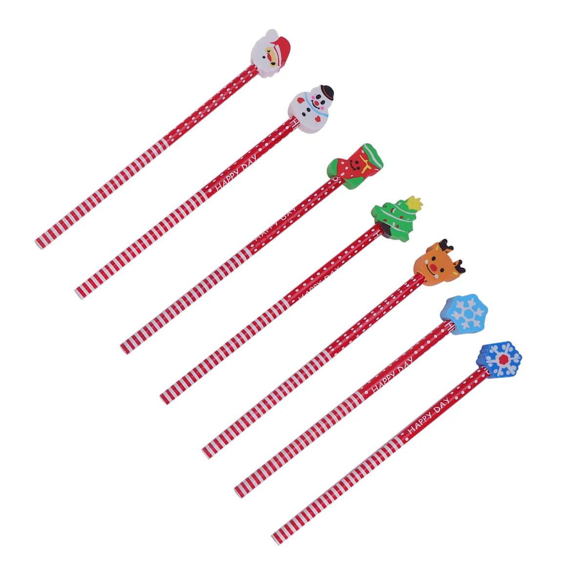 24 Pcs Erasable Pencils Santa Claus Drawing Reindeer Christmas with Eraser Cartoon