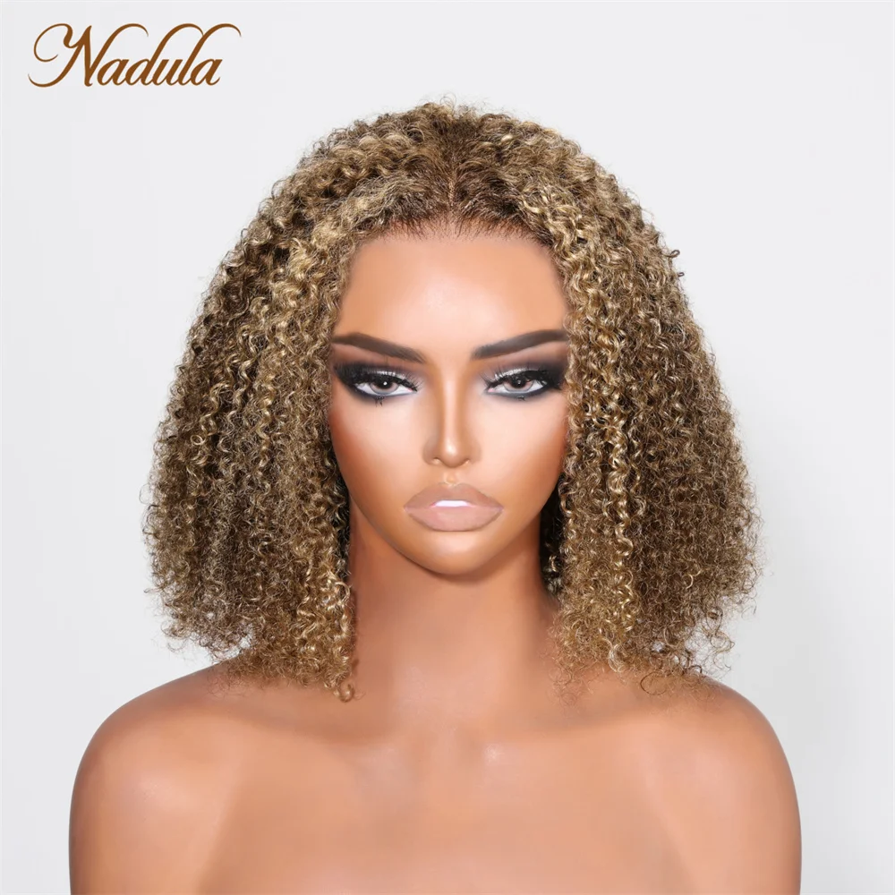 Nadula Hair 13X4 Lace Front Short Curly Bob Human Hair Pruiken Black Fashion Short Curly Pruik