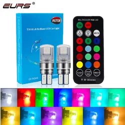EURS RGB T10 W5W 194 Colorful Car LED Clearance Light Marker Lamp Position Light with Remote Control 12V Auto Atmosphere Lamp