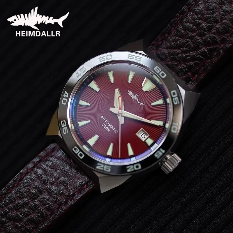 HEIMDALLR Monster Men Diver Watch Frost Red Dial Sapphire Crystal NH35 Automatic Machinery 20BAR Waterproof All Luminous Watches