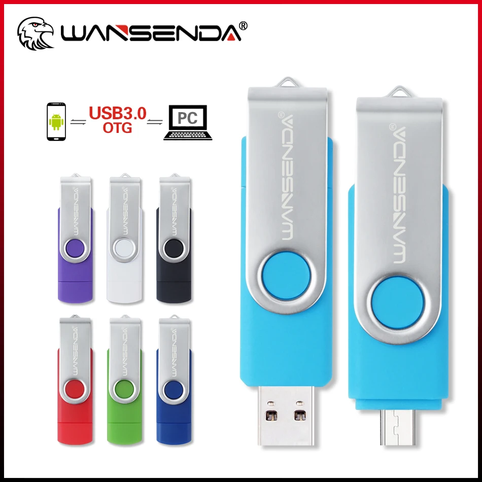 

WANSENDA Micro USB флэш-накопитель OTG Pen Drive 256 ГБ 128 ГБ 64 ГБ 32 ГБ металлический флэш-накопитель 2 в 1 USB 3.0