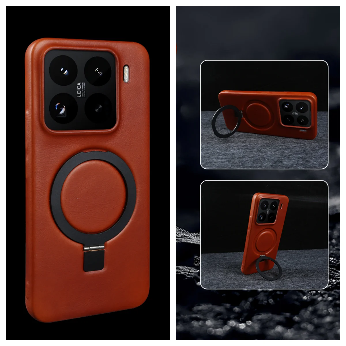 

Magnetic Bracket Genuine Leather Phone Case For Xiaomi 15T 15 17 Ultra Pro Max 12T 13T 14T Pro 15s 12 13 11 lite Case Back Cover