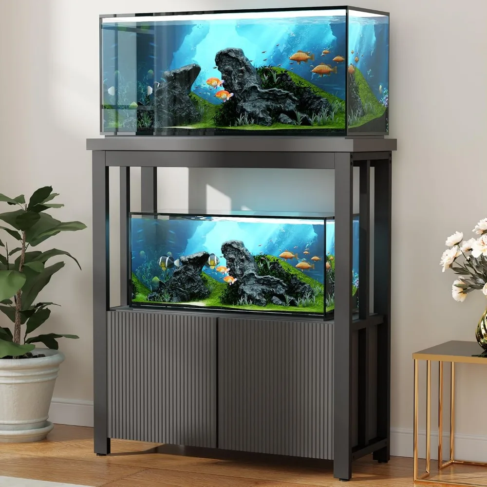 

Gallon Fish Tank Stand Metal Frame Aquarium Stand with Cabinet for Accessories Storage, Aquariums