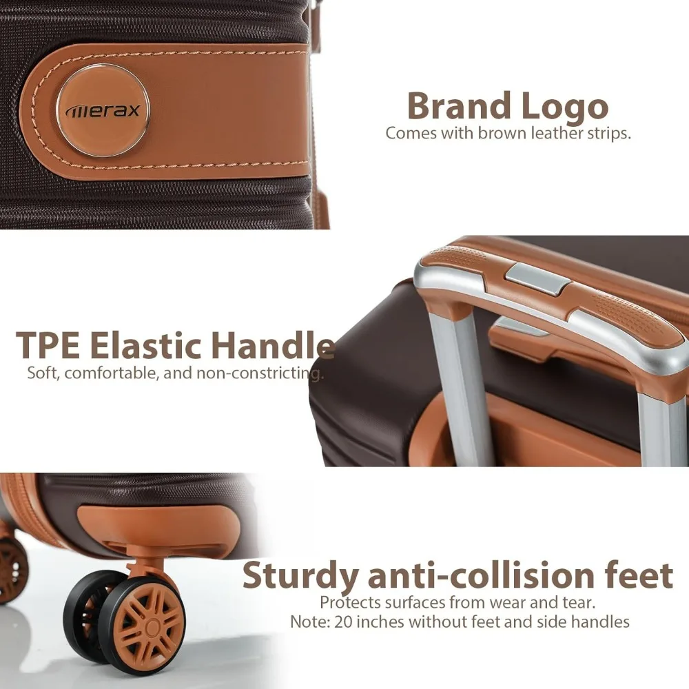 Наборы багажа Merax Hardshell, легкие чемоданы из 4 предметов с колесами, замок TSA, расширяемый (только 24 дюйма/28 дюйма), большой комплект багажа из АБС-пластика)