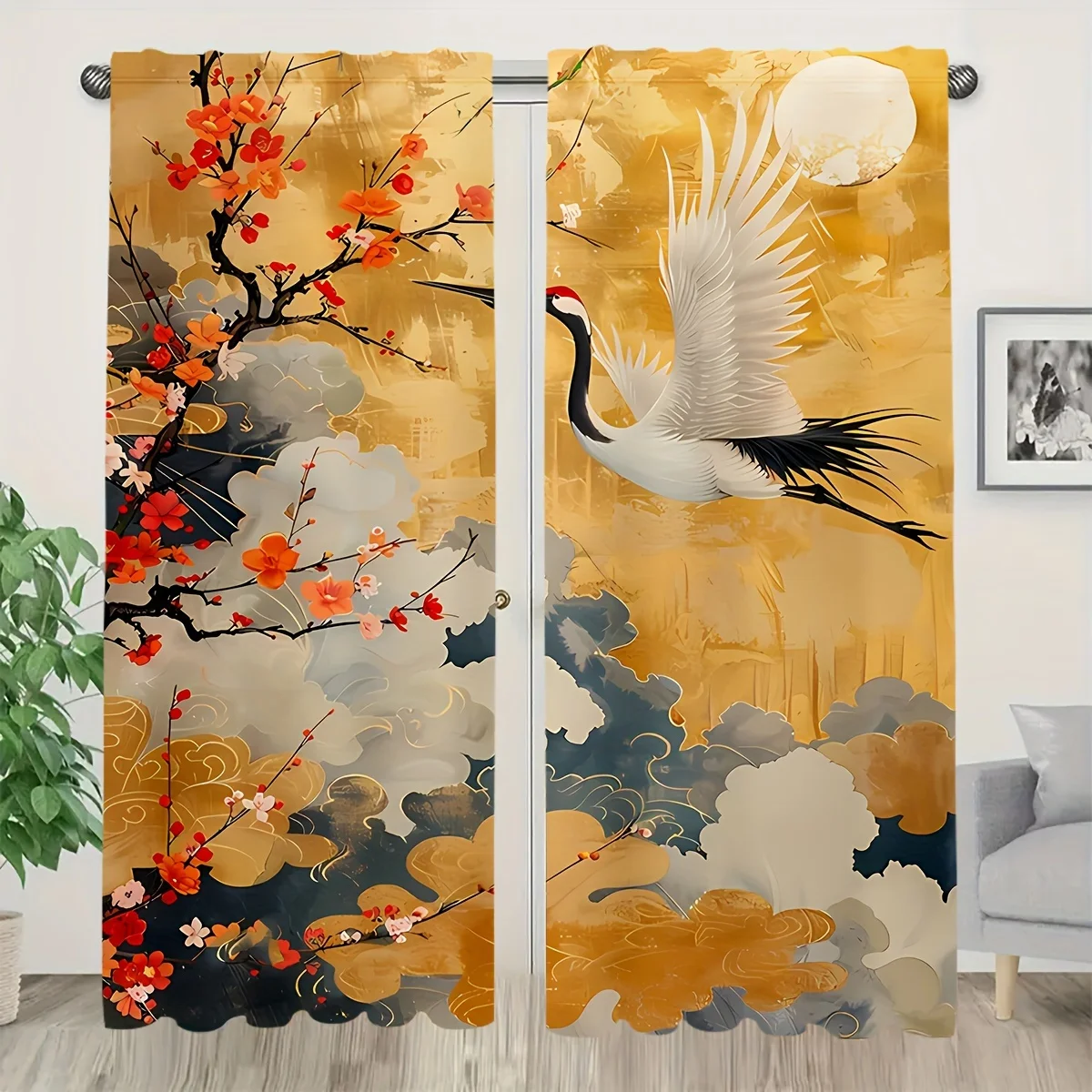 

2pc Letter Print Door Curtains, Insulated, Noise-Reducing, Light-Filtering for Kitchen, Living Room, Office & Bedroom,Home Decor