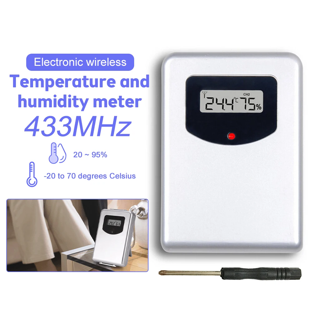 433MHz Wireless Weather Station Remote Monitor Digital Thermometer Hygrometer -20℃-70℃ 20%-95%RH Temperature And Humidity Meter