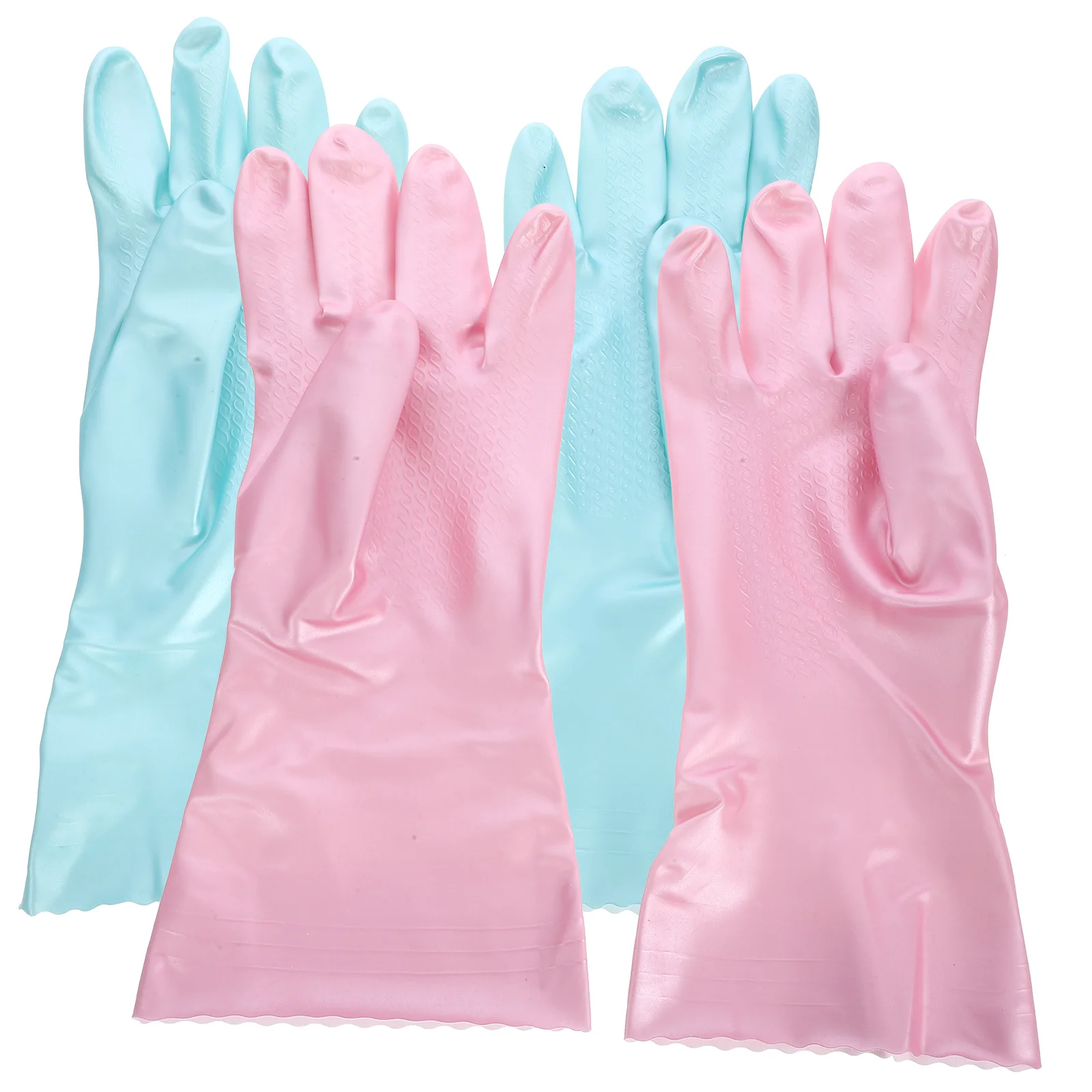 2 Pairs Large Rubber Gloves Cleaning 3000X1370X020CM Flocking Hand for Washing Dishes Reusable